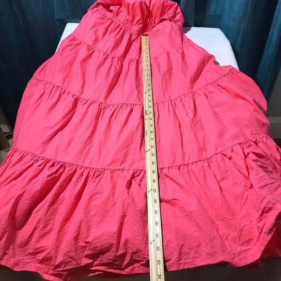 J Crew harbor side cutout tiered maxi dress L coral pink cotton summer wedding - Picture 7 of 10